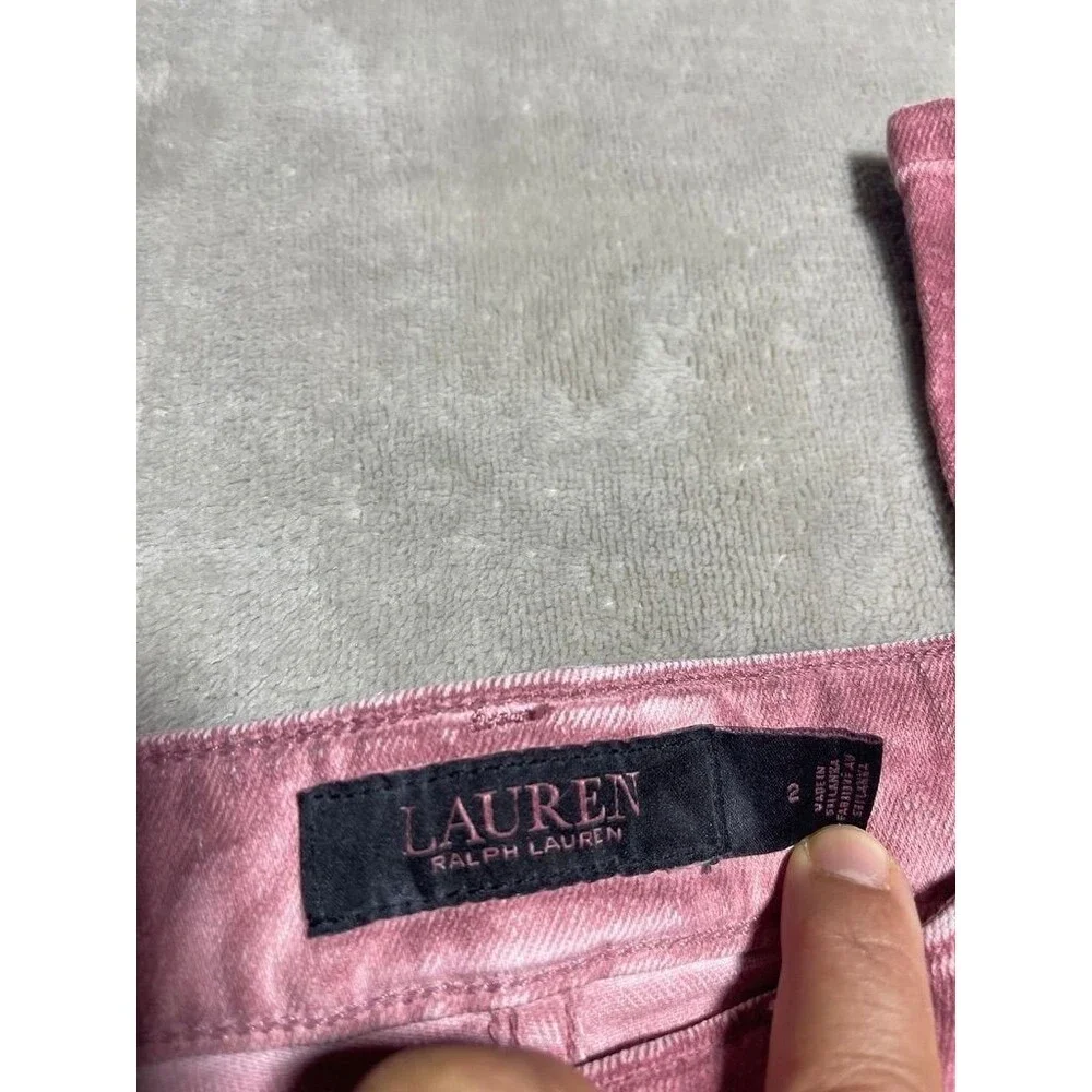 Ralph Lauren Straight Ankle Jean Women Size 2 Pink High Rise Slim